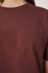 Pamuklu Crop Örme T-Shirt KAHVERENGİ LCR0018