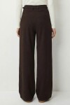 Pileli Kemerli Esnek Örme Pantolon KAHVERENGİ LCR0104