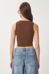 2’li Halter Yaka Crop Örme Bluz KAHVERENGİ YEŞİL LDZ0035