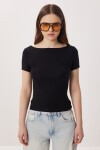 2’li Paket Kayık Yaka Basic Örme Bluz SİYAH KEMİK LDZ0064