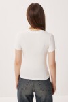 2’li Paket V Yaka Basic Örme T-shirt KAHVERENGİ KEMİK LDZ0068
