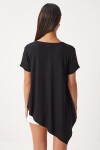 Asimetrik Örme T-shirt SİYAH LEN0005