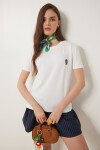 Ayıcık İşlemeli Pamuklu Örme T-shirt EKRU LCR0029