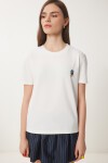 Ayıcık İşlemeli Pamuklu Örme T-shirt EKRU LCR0029