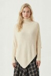 Balıkçı Yaka Asimetrik Oversize Triko Kazak KREM LDP0089