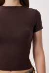 Bisiklet Yaka Basic Örme T-shirt KAHVERENGİ LDZ0067