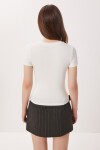 Bisiklet Yaka Basic Örme T-shirt KEMİK LDZ0067