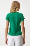 Bisiklet Yaka Kısa Kollu Basic Sandy T-shirt KOYU YEŞİL LEN0002