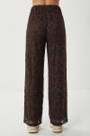 Çiçek Desenli Dokulu Pantolon KAHVERENGİ LCR0107