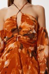 Desenli Cut Out Detaylı Şifon Elbise TARÇIN LFG0103