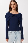 Fiyonk Detaylı Örme Bluz LACİVERT LFW0013