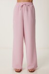 Geniş Paça Keten Pantolon ŞEKER PEMBE LDP0071