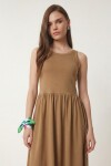 Halter Yaka Basic Yazlık Örme Elbise BİSKÜVİ LCR0053