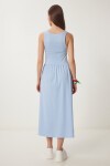Halter Yaka Basic Yazlık Örme Elbise GÖK MAVİ LCR0053