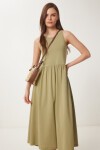 Halter Yaka Basic Yazlık Örme Elbise HAKİ LCR0053