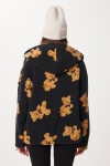 Kapüşonlu Ayıcıklı Oversize Polar Sweatshirt SİYAH LCI0065
