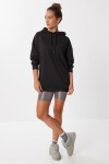 Kapüşonlu Oversize Mevsimlik Örme Sweatshirt SİYAH LEN0029