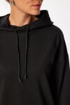 Kapüşonlu Oversize Mevsimlik Örme Sweatshirt SİYAH LEN0029