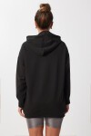 Kapüşonlu Oversize Mevsimlik Örme Sweatshirt SİYAH LEN0029