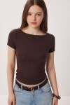 Kayık Yaka Basic Örme Bluz KAHVERENGİ LDZ0065