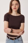 Kayık Yaka Basic Örme Bluz KAHVERENGİ LDZ0065