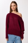 Kayık Yaka Triko Kazak BORDO LDP0080