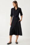 Kuşaklı Mevsimlik Gömlek Elbise SİYAH LDD0006