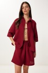Müslin Gömlek Şort Takım BORDO LDP0064