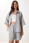 Müslin Gömlek Şort Takım GRİ LDP0064