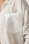 Oversize Basic Keten Ayrobin Gömlek BEYAZ LDD0009