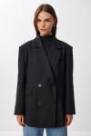 Oversize Vatkalı Dokuma Ceket SİYAH LDW0006