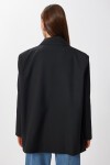 Oversize Vatkalı Dokuma Ceket SİYAH LDW0006