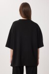 Oversize Yırtmaçlı Paraşüt Garnili Modal Takım SİYAH LBY0043