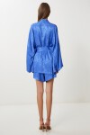 Saten Yüzeyli Kimono Şort Takım MOR LFG0099