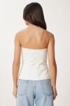 Straplez Crop Dokuma Bluz EKRU LFK0007
