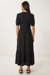 Volanlı Yazlık Uzun Poplin Elbise SİYAH LFG0185