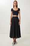 Yazlık Kloş Midi Dokuma Etek SİYAH LCR0110
