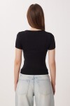 2li Paket Kare Yaka Basic Örme T-shirt SİYAH SİYAH LDZ0059