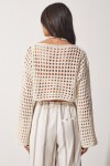 Ajurlu Crop Triko Bluz KREM LMC0049