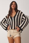 Ajurlu Mevsimlik Triko Bluz SİYAH KEMİK LMX0053
