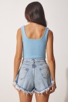 Askılı Crop 2li Paket Örme Bluz GÖK MAVİ PEMBE LGT0003