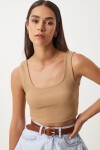 Askılı Crop 2li Paket Örme Bluz KAHVERENGİ BİSKÜVİ LGT0003