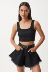 Askılı Crop 2li Paket Örme Bluz SİYAH BEYAZ LGT0003