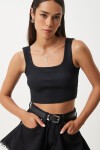 Askılı Crop 2li Paket Örme Bluz SİYAH BEYAZ LGT0003