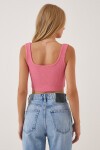 Askılı Crop 3lü Paket Örme Bluz GÖK MAVİ KAHVERENGİ PEMBE LGT0005