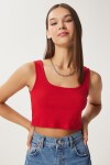 Askılı Crop 3lü Paket Örme Bluz KIRMIZI GRİ MELANJ KOYU MAVİ LGT0005