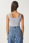Askılı Crop 3lü Paket Örme Bluz KIRMIZI GRİ MELANJ KOYU MAVİ LGT0005