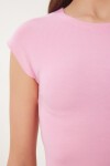Basic Crop Örme Bluz PEMBE LFW0005