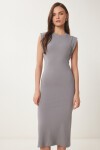 Basic Yazlık Midi Örme Elbise GRİ LFW0004