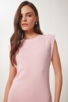 Basic Yazlık Midi Örme Elbise PEMBE LFW0004